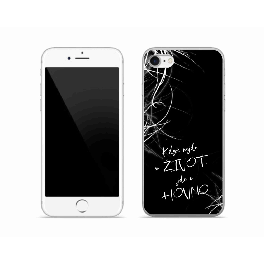Gelový kryt mmCase na iPhone SE (2022) - vtipný text 16 černé pozadí