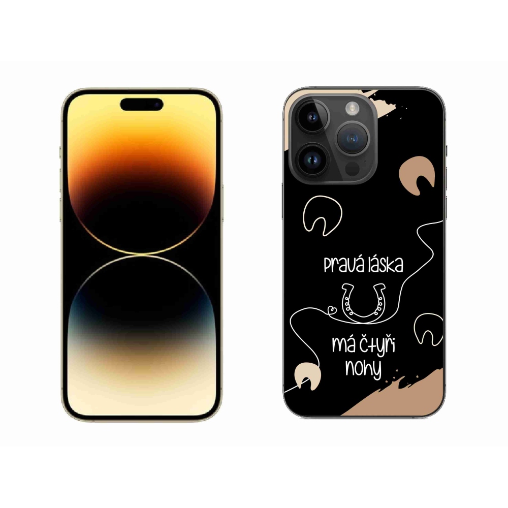 Gelový kryt mmCase na iPhone 14 Pro Max 6.7 - koňský motiv černé pozadí