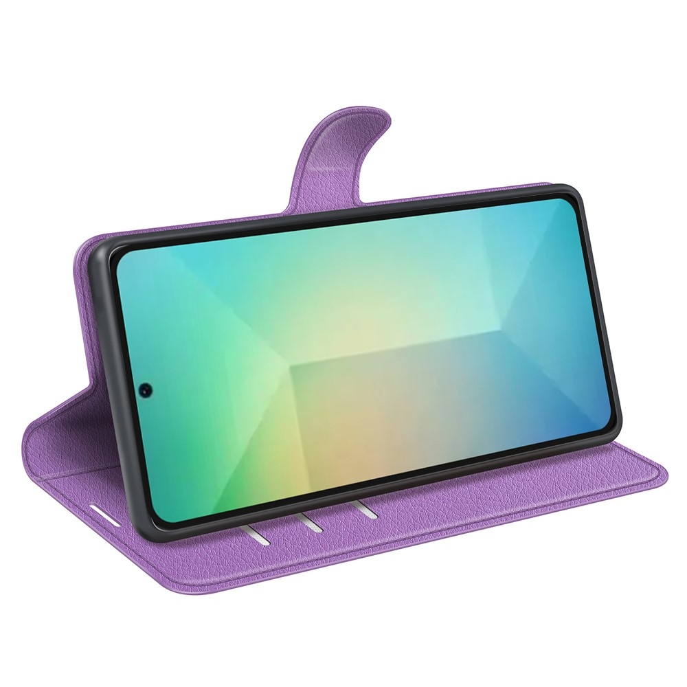 Litchi knížkové pouzdro na Samsung Galaxy S25 - fialové