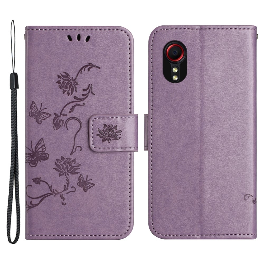 Flower knížkové pouzdro na Samsung Galaxy Xcover 7 - světlefialové