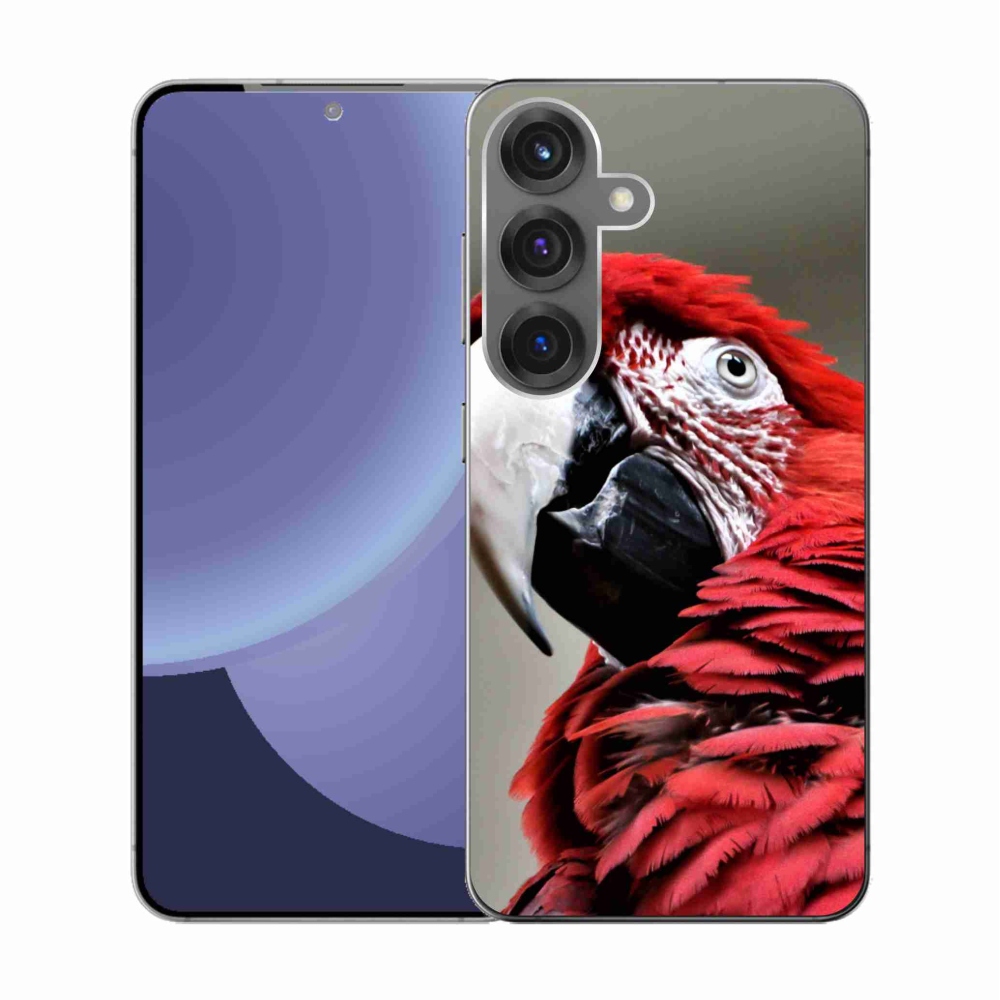 Gelový kryt mmCase na Samsung Galaxy S25 - papoušek ara červený