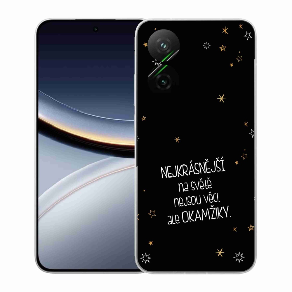 Gelový kryt mmCase na Xiaomi Poco F7 5G - citát 4 černé pozadí