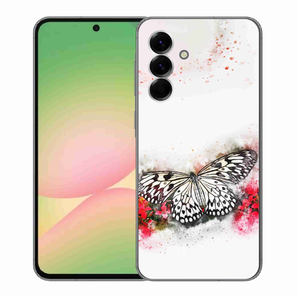 Gelový kryt mmCase na Samsung Galaxy A56 5G - černobílý motýl