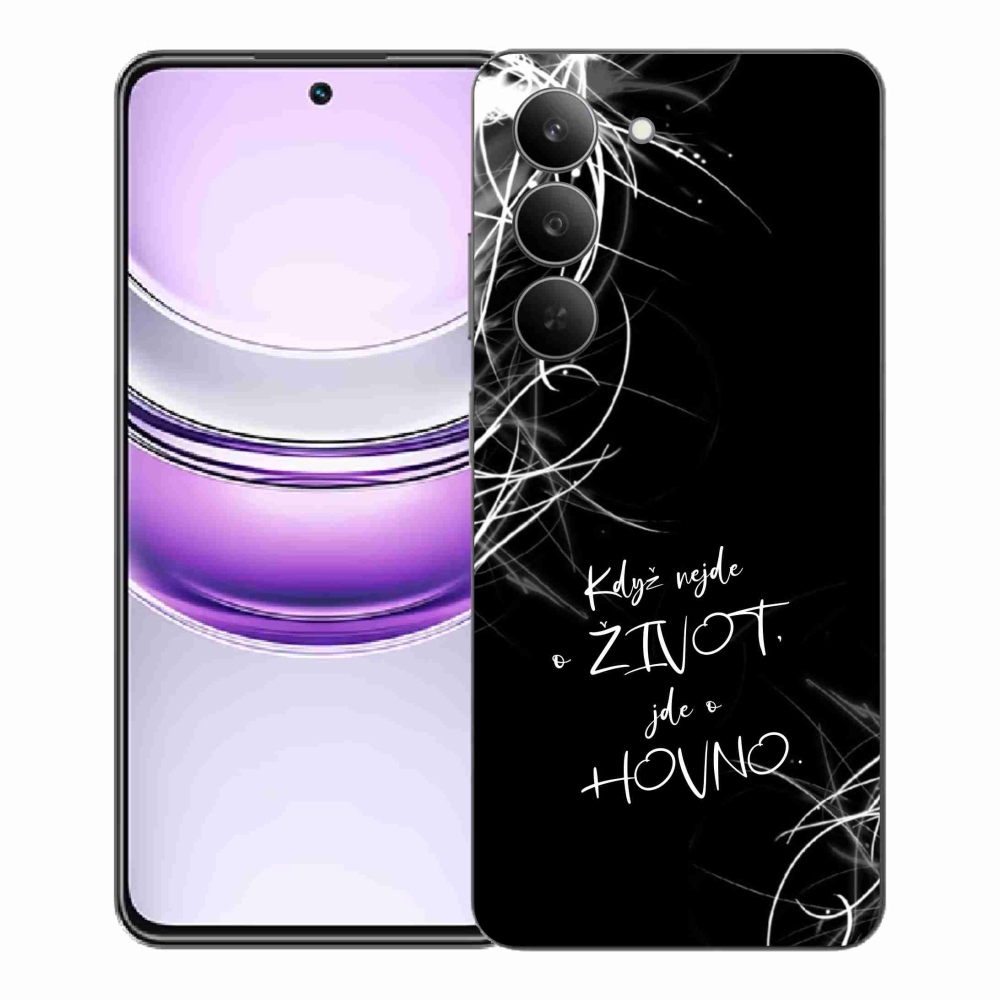 Gelový kryt mmCase na Realme 14x 5G - vtipný text 16 černé pozadí