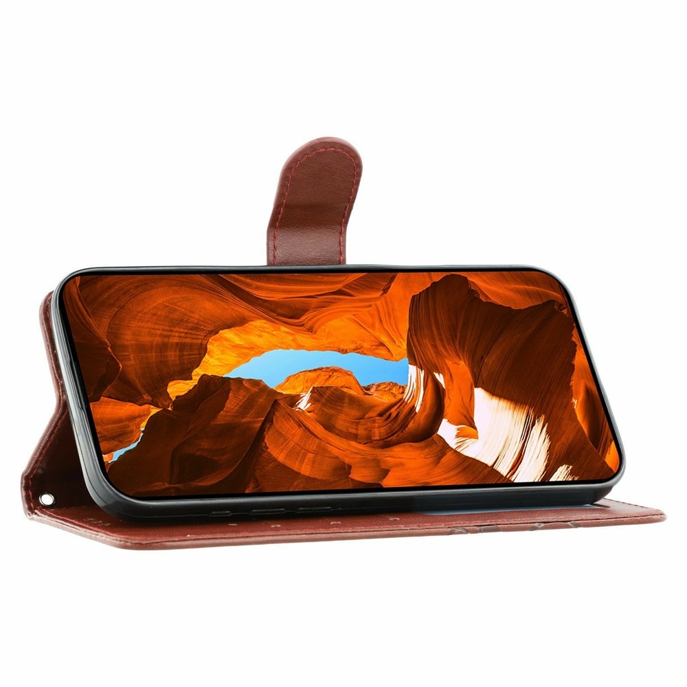Roses knížkové pouzdro na Xiaomi Redmi 15 5G - hnědé