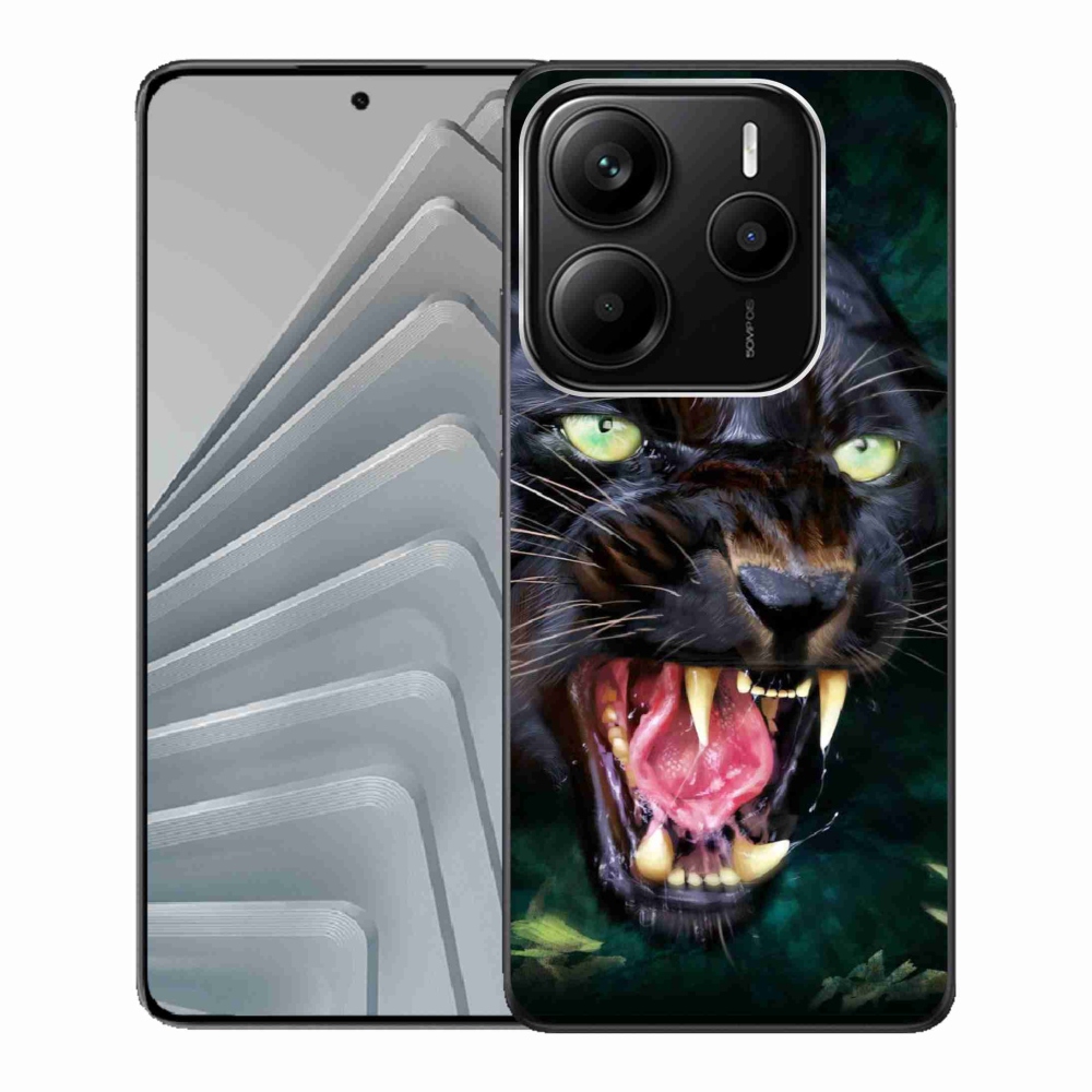 Gelový kryt mmCase na Xiaomi Redmi Note 14 5G - rozzuřený černý panter