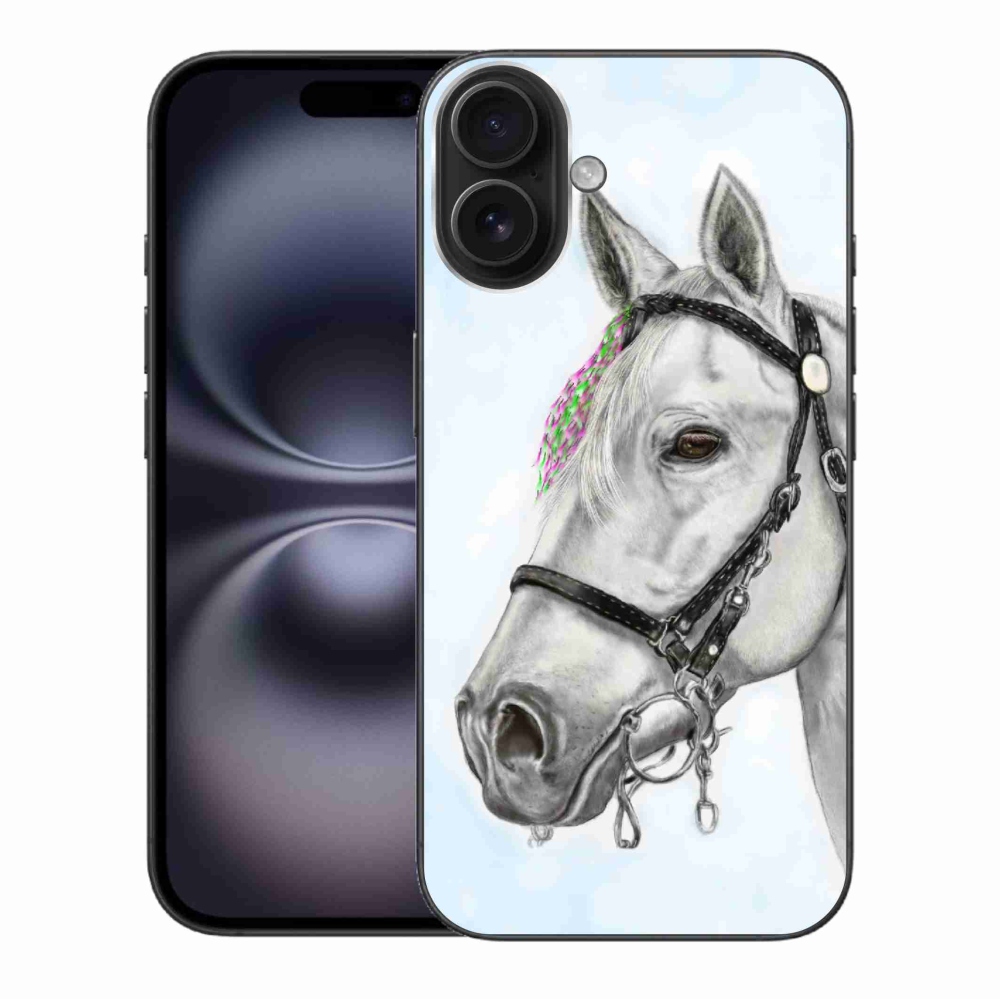 Gelový kryt mmCase na iPhone 16 Plus - bílý kůň 1
