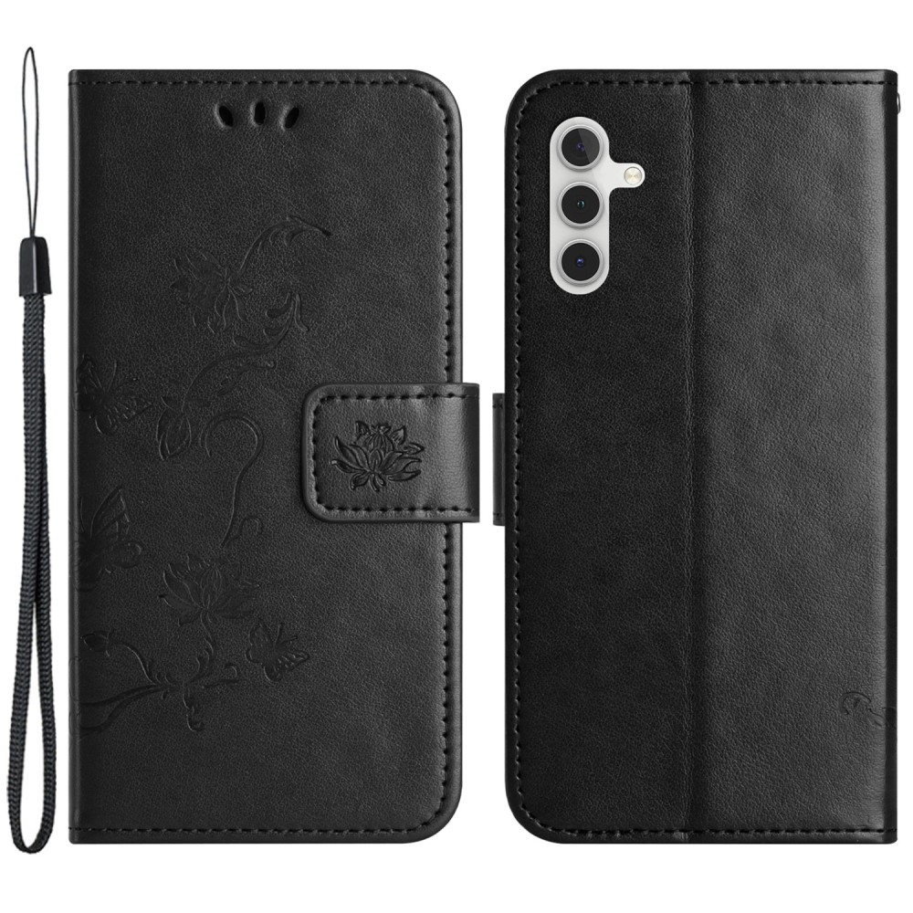 Flower knížkové pouzdro na Samsung Galaxy A25 5G - černé