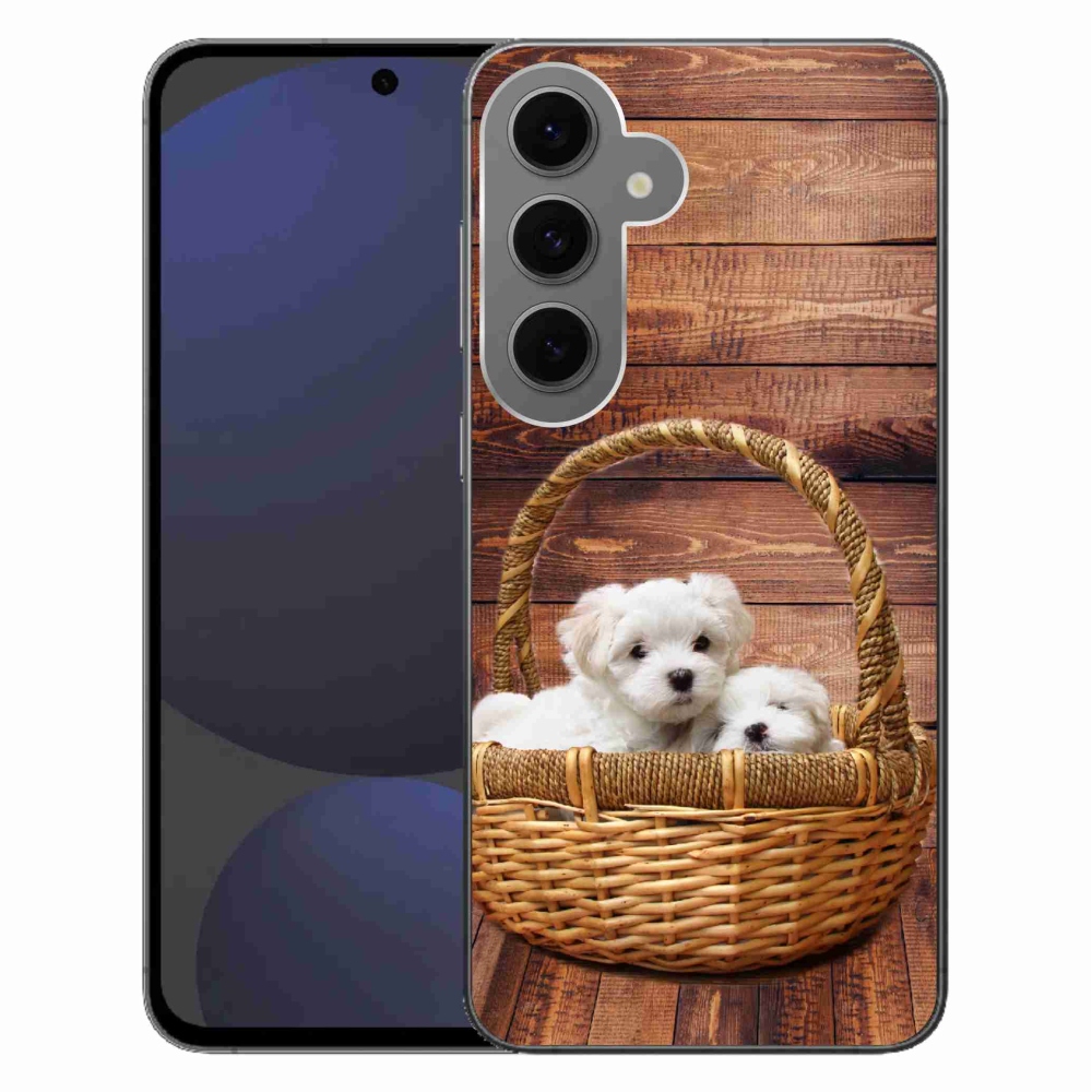Gelový kryt mmCase na Samsung Galaxy S24 FE - štěňátka