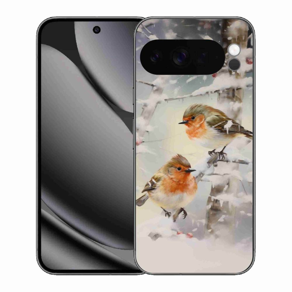 Gelový kryt mmCase na Google Pixel 10 Pro XL - ptáčci v zimě