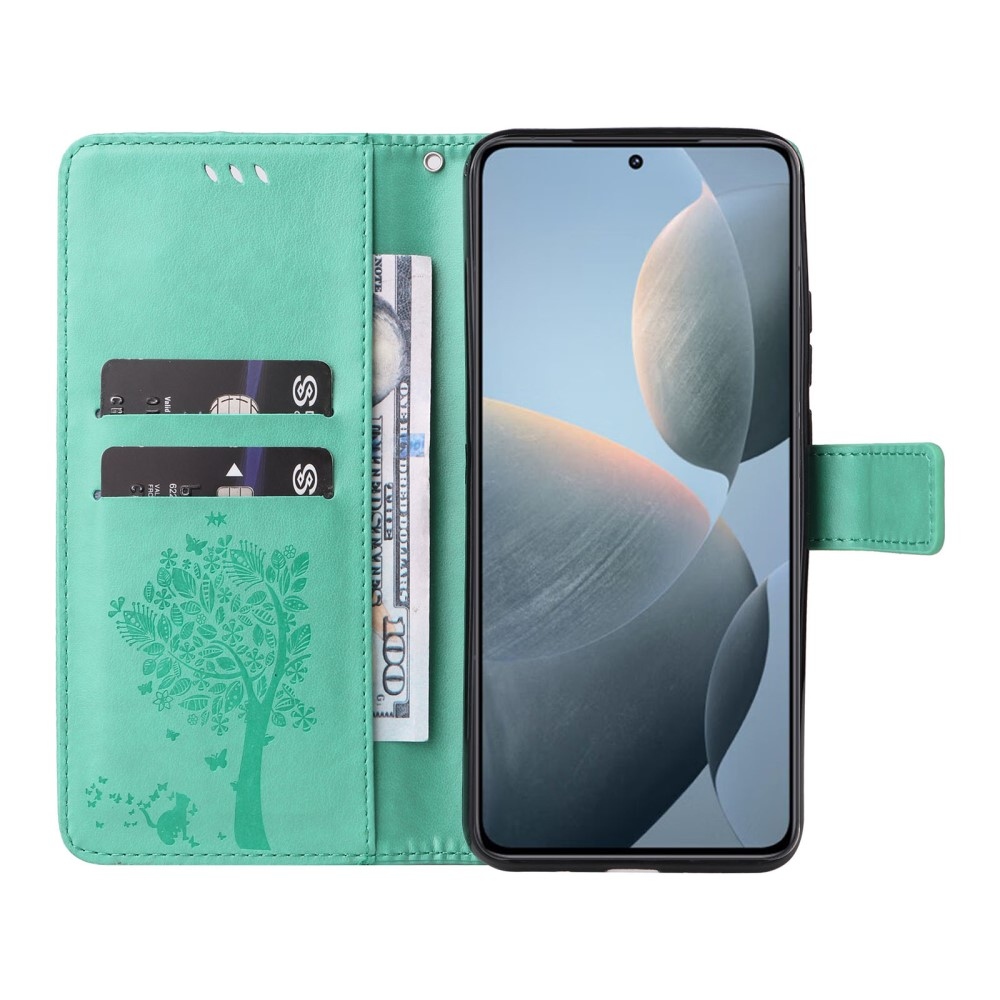 Trees knížkové pouzdro na Xiaomi 14T - modrozelené