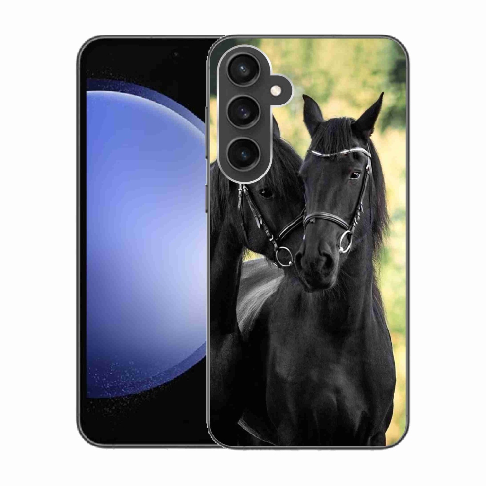 Gelový kryt mmCase na Samsung Galaxy S23 FE - dva černí koně