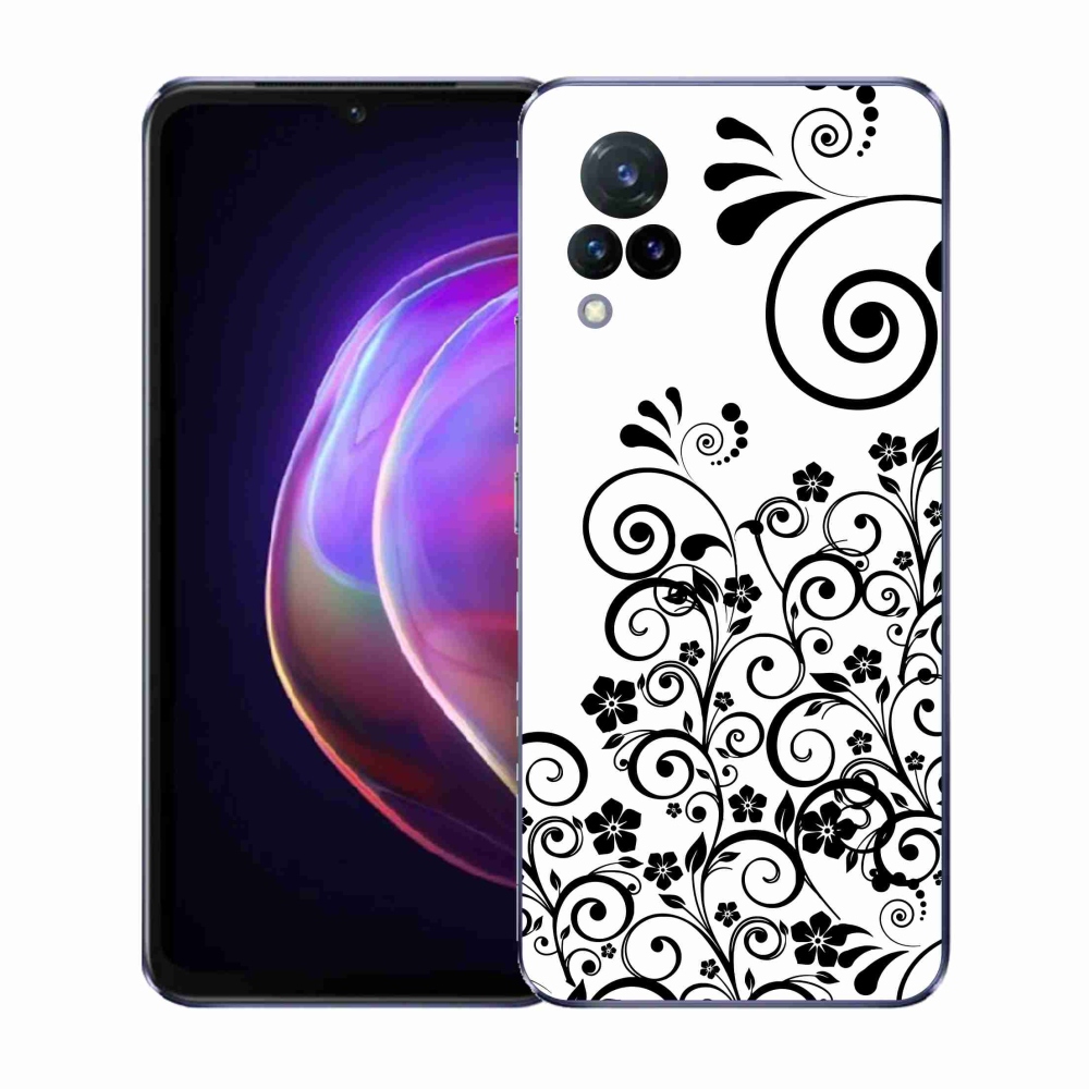 Gelový kryt mmCase na Vivo V21 4G/5G - černobílé květinové vzory