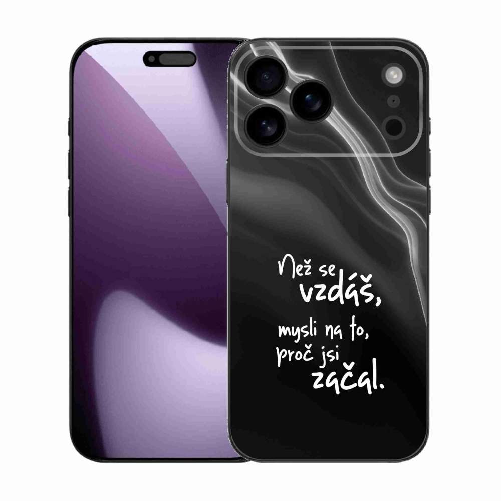 Gelový kryt mmCase na iPhone 17 Pro Max - citát 2 černé pozadí