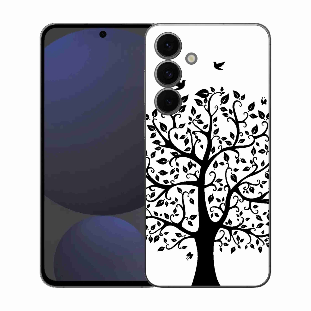 Gelový kryt mmCase na Samsung Galaxy S25 FE - černobílý strom