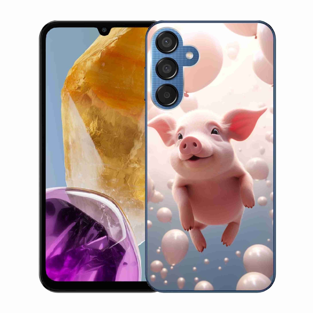 Gelový kryt mmCase na Samsung Galaxy M15 5G - prasátko s balónky