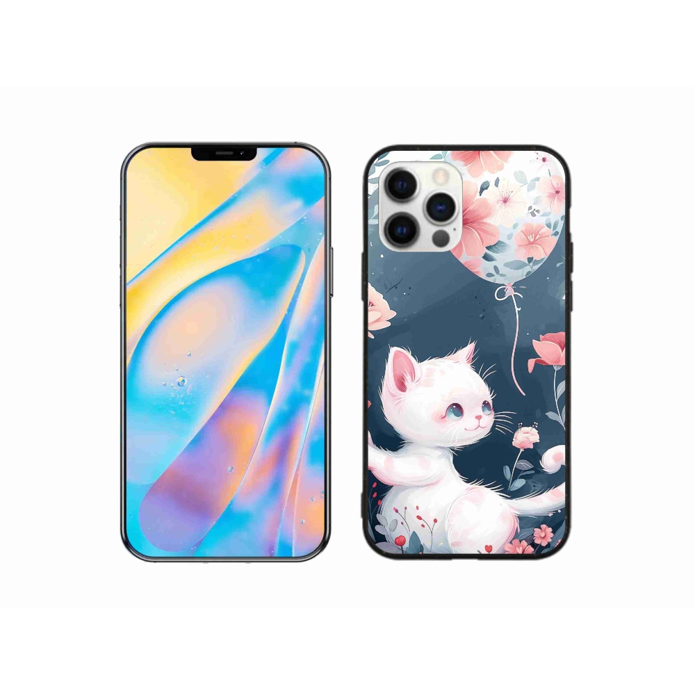 Gelový kryt mmCase na iPhone 12 Pro - kotě s balónkem