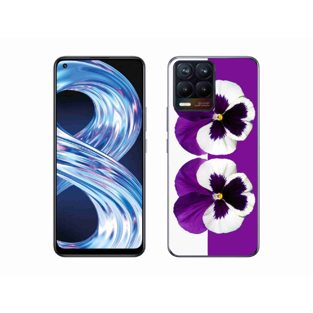 Gelový kryt mmCase na Realme 8 Pro - fialovobílý květ