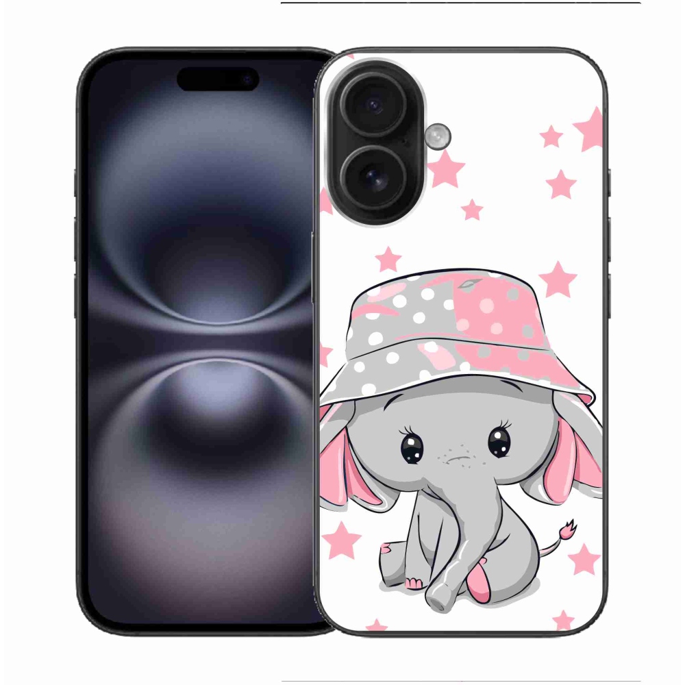 Gelový kryt mmCase na iPhone 16 - růžový slon