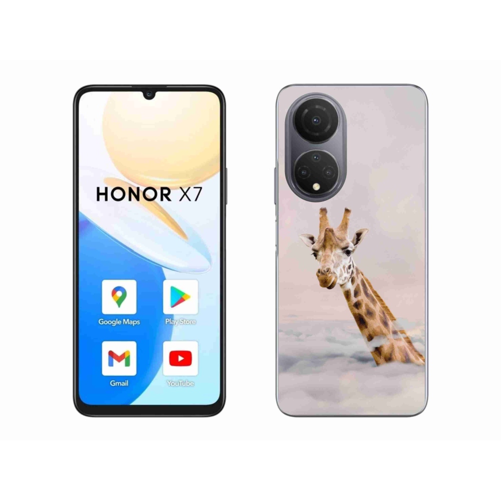 Gelový kryt mmCase na Honor X7 - žirafa v oblacích