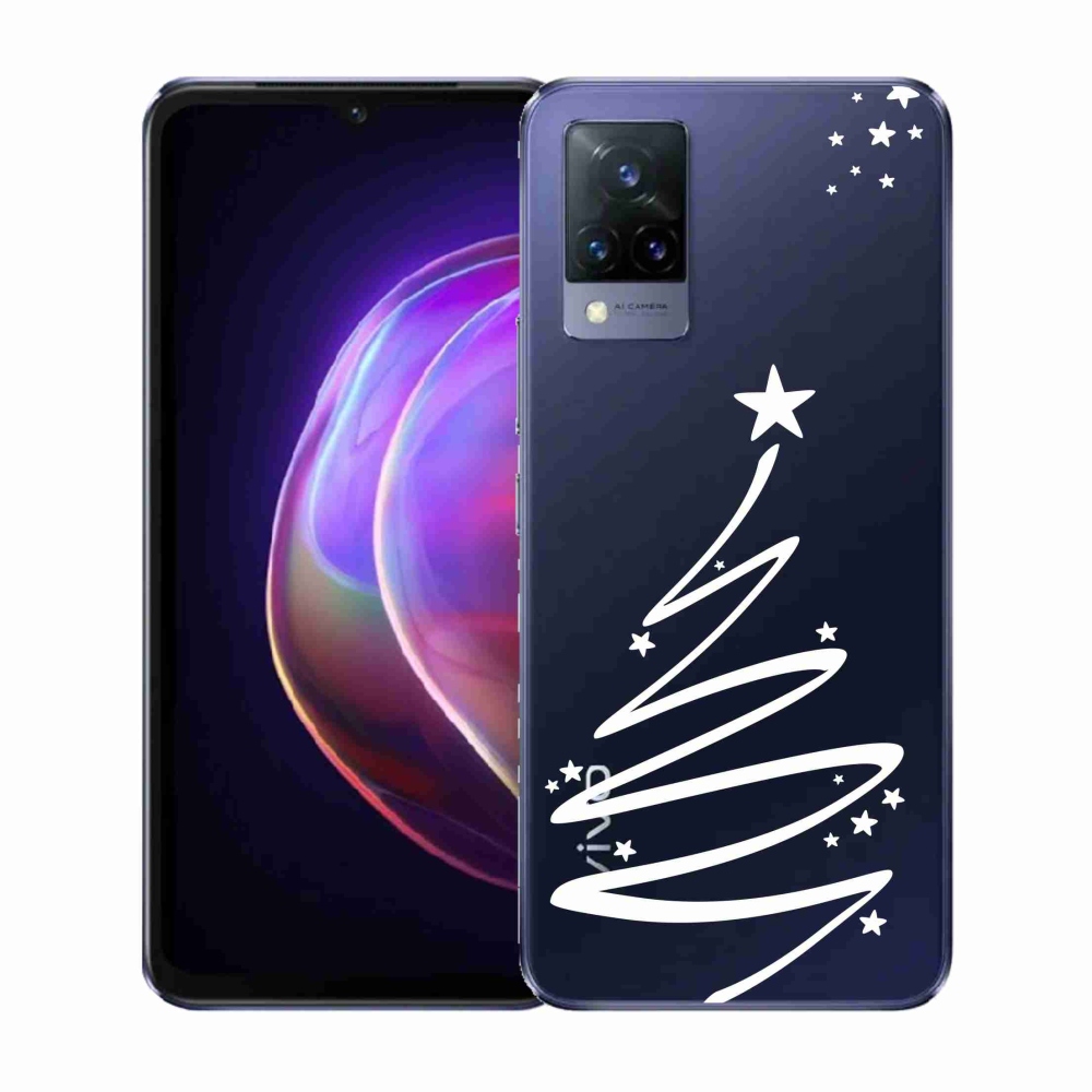 Gelový kryt mmCase na Vivo V21 4G/5G - bílý stromeček na průhledném pozadí