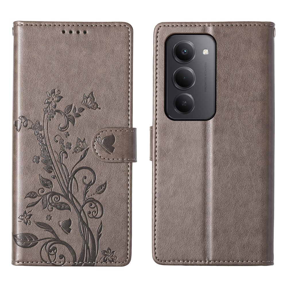 Flowery knížkové pouzdro na Xiaomi Redmi 15 5G (169mm) - šedé