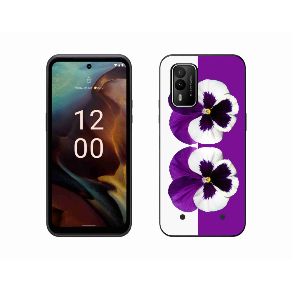 Gelový kryt mmCase na Nokia XR21 - fialovobílý květ