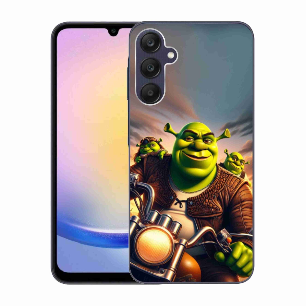 Gelový kryt mmCase na Samsung Galaxy A25 5G - shrek na motorce