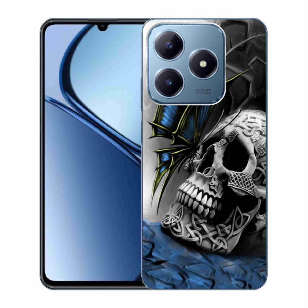 Gelový kryt mmCase na Realme C63 - motýl a lebka