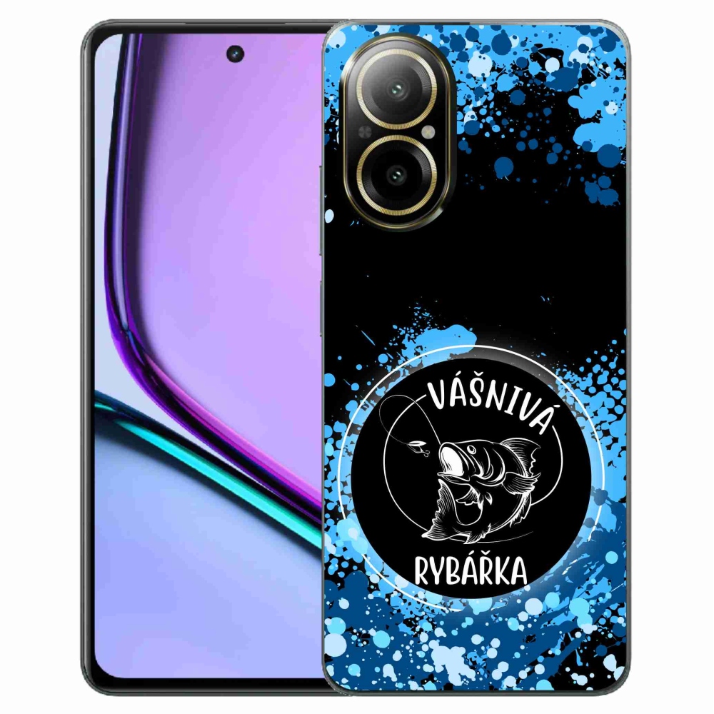 Gelový kryt mmCase na Realme C67 - vášnivá rybářka černé pozadí