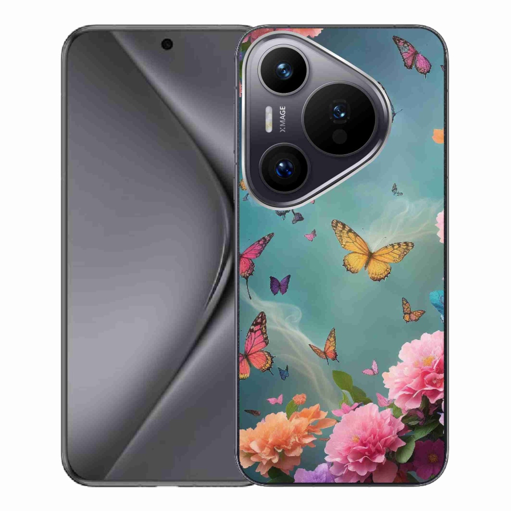 Gelový kryt mmCase na Huawei Pura 70 Pro - barevné květy a motýli