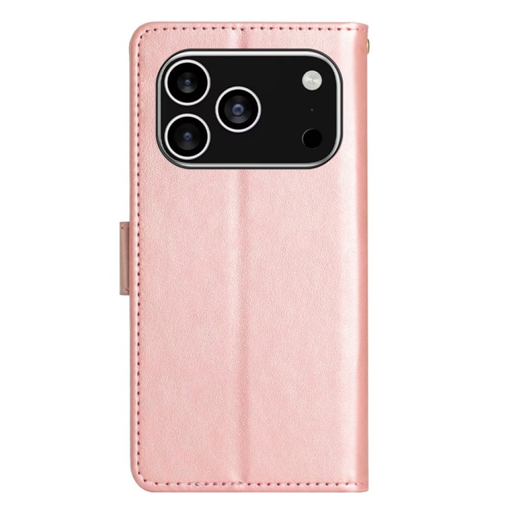 Flowers knížkové pouzdro na iPhone 17 Pro - růžovozlaté
