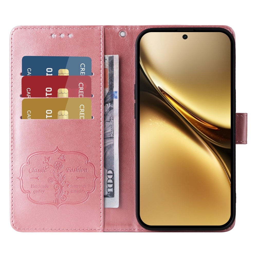 Flowery knížkové pouzdro na Vivo X200 Pro 5G - růžové