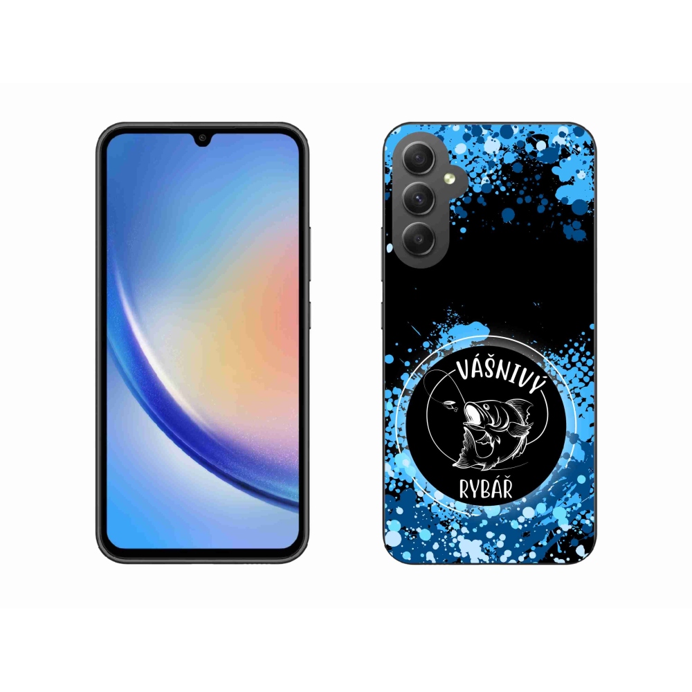 Gelový kryt mmCase na Samsung Galaxy A34 5G - vášnivý rybář černé pozadí