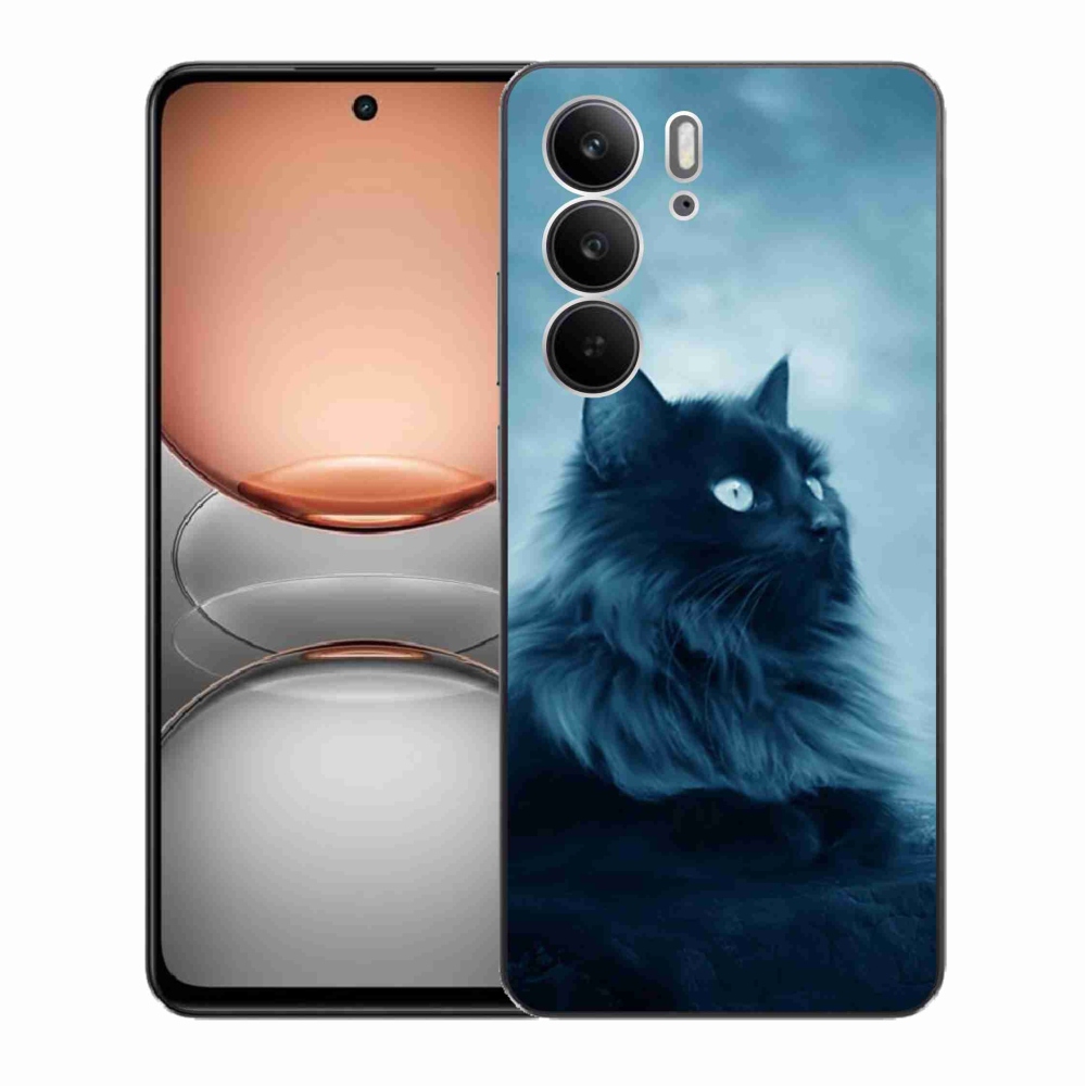 Gelový kryt mmCase na Realme C75 - černá kočka 1