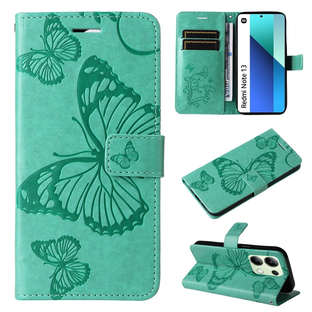 Big Butterfly knížkové pouzdro na Xiaomi Redmi Note 13 - modrozelené
