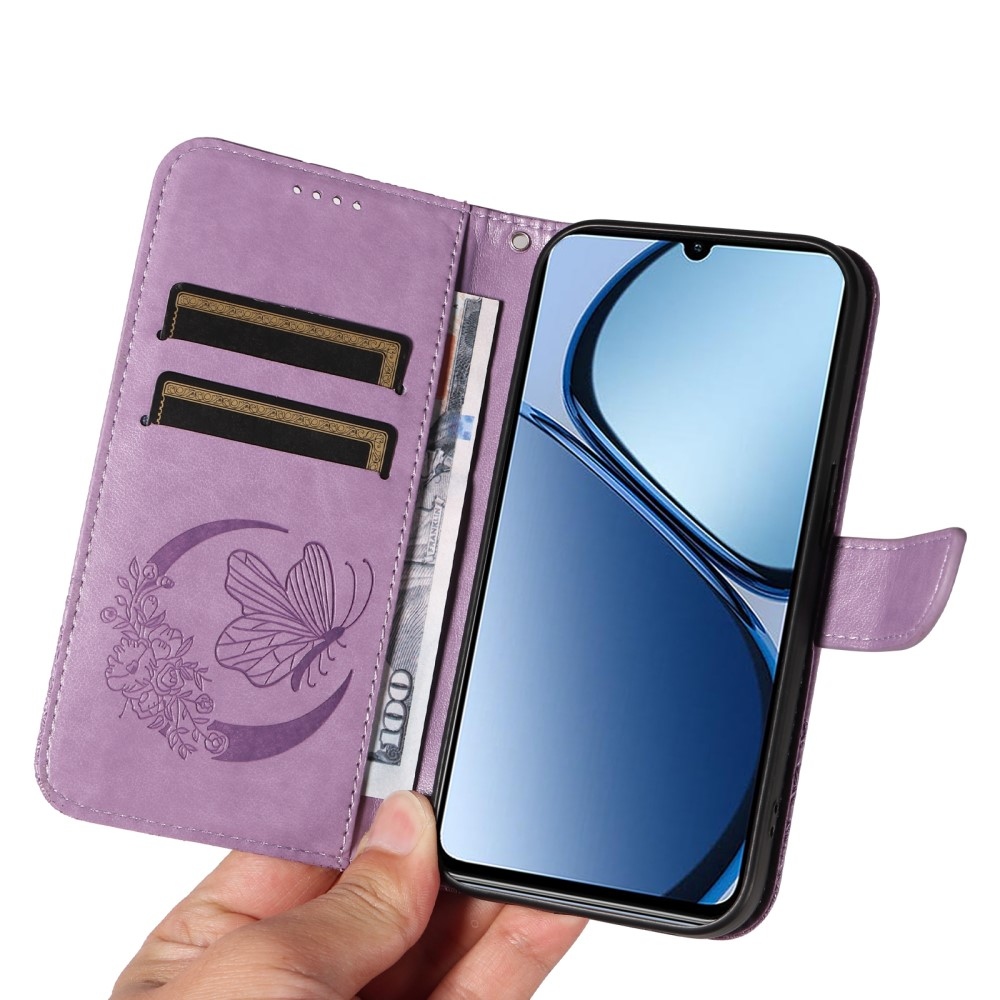 Floral Butterfly knížkové pouzdro na Realme C61/C63 - světlefialové