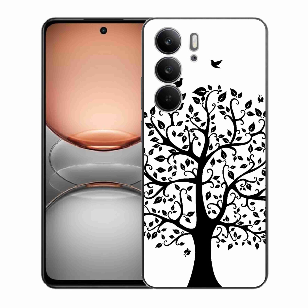 Gelový kryt mmCase na Realme C75 - černobílý strom