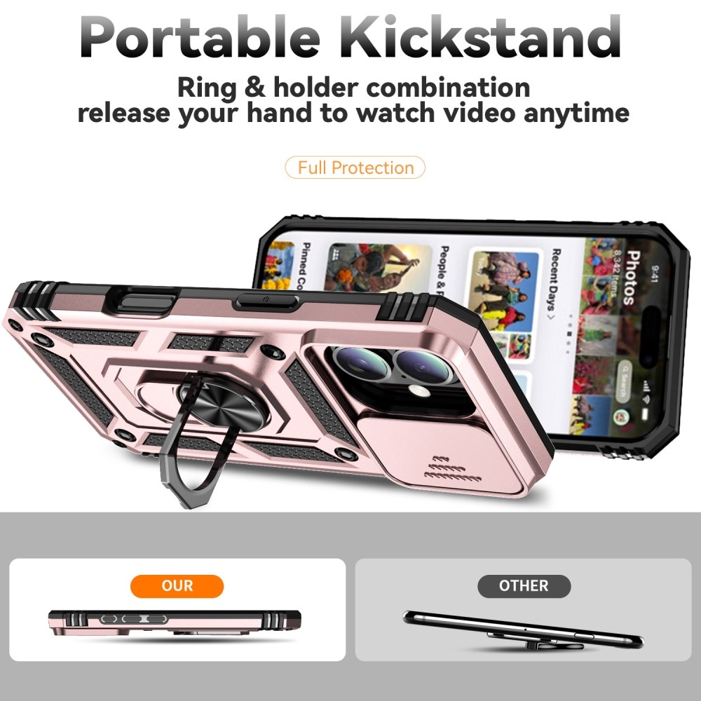 Slide odolný kryt na iPhone 16 - růžovozlatý