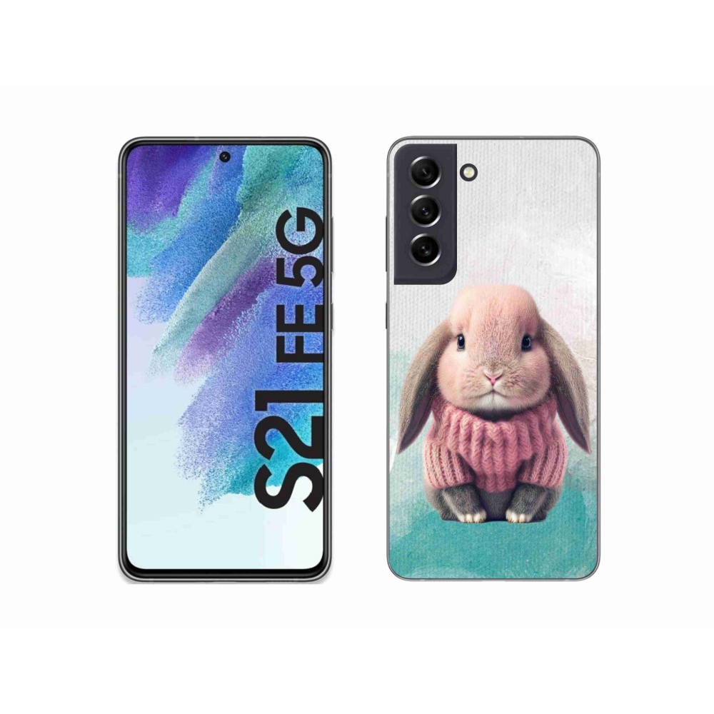 Gelový kryt mmCase na Samsung Galaxy S21 FE 5G - králíček ve svetru