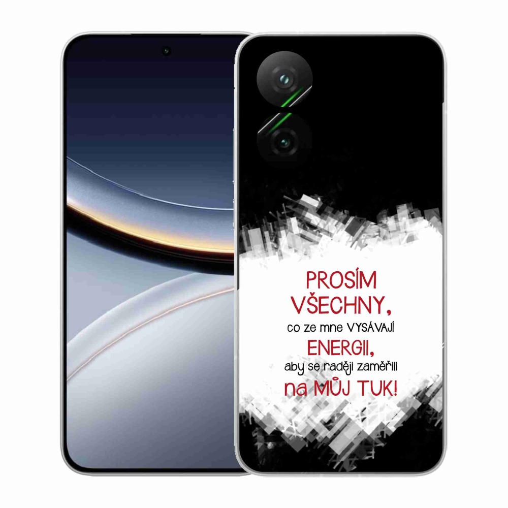 Gelový kryt mmCase na Xiaomi Poco F7 5G - vtipný text 1 červený