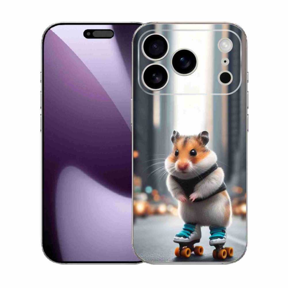 Gelový kryt mmCase na iPhone 17 Pro - křeček na bruslích