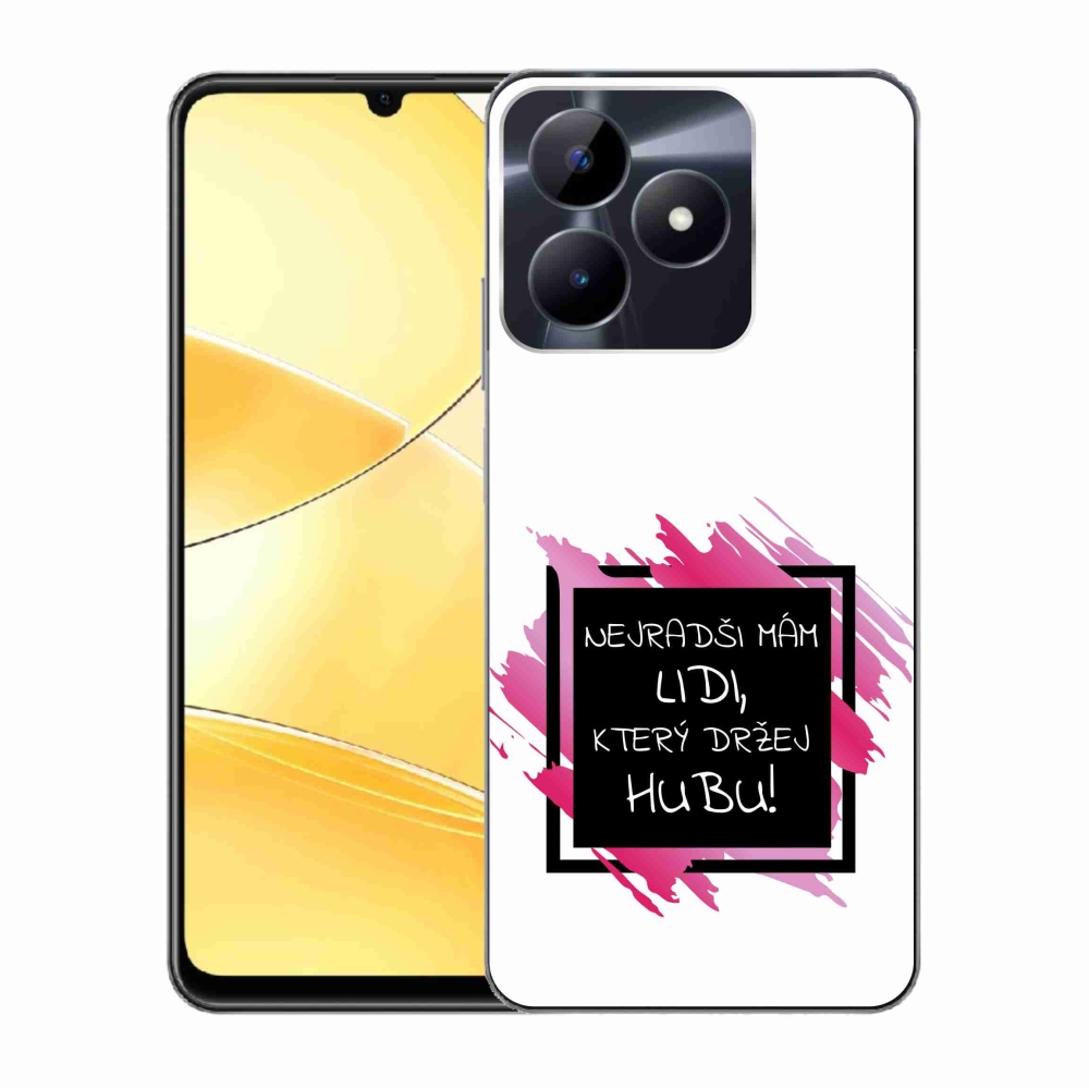 Gelový kryt mmCase na Realme C51/C53 - vtipný text 7 černobílé pozadí