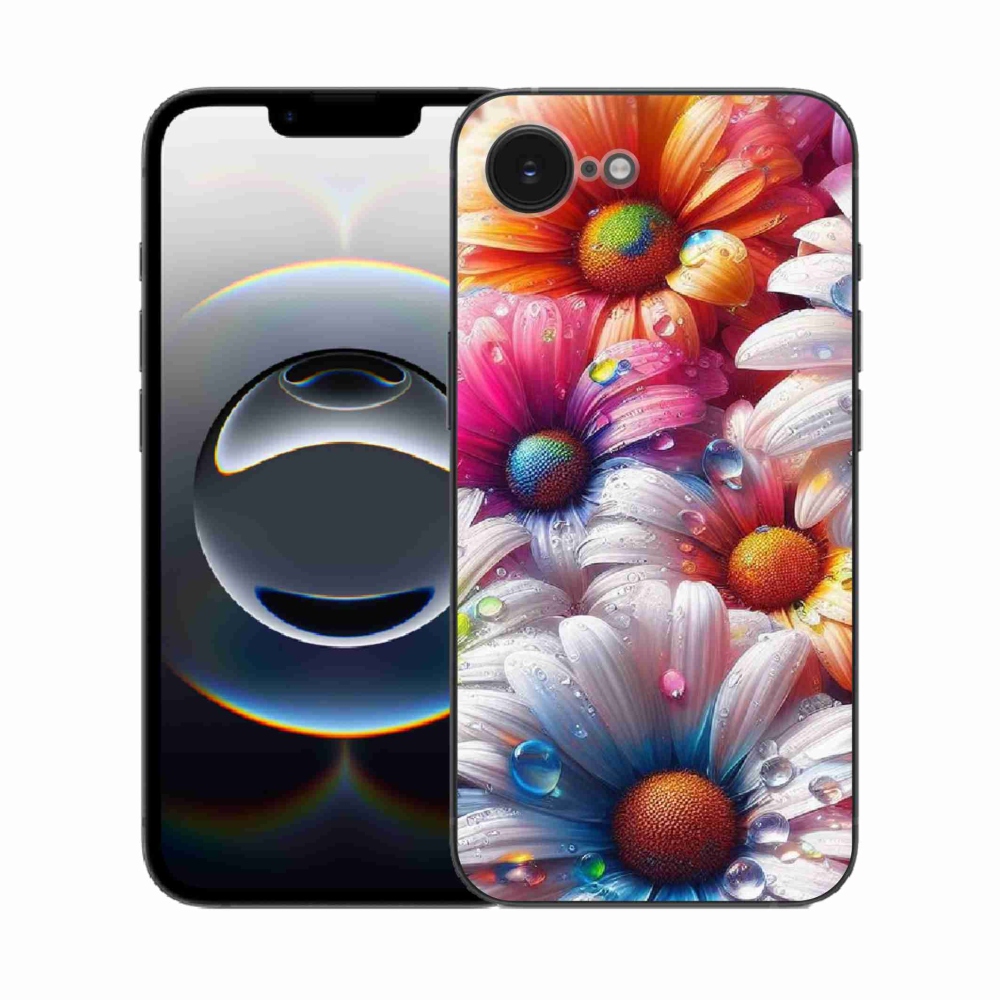 Gelový kryt mmCase na iPhone 16e - barevné kopretiny