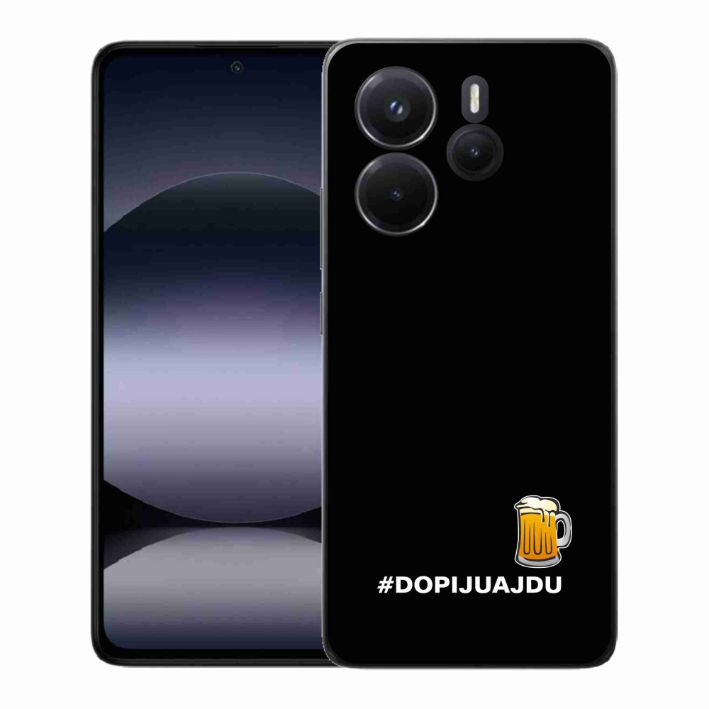 Gelový kryt mmCase na Xiaomi Redmi Note 14 - pivní motiv 1 černé pozadí
