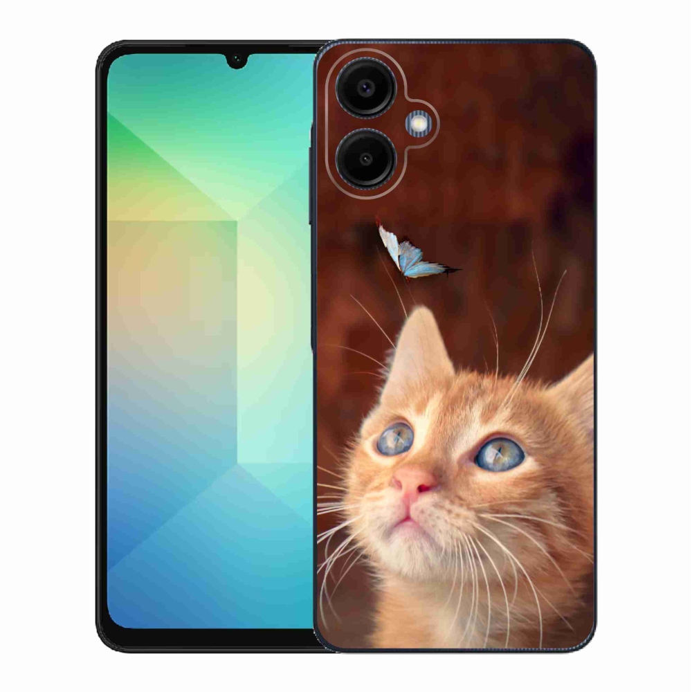 Gelový kryt mmCase na Samsung Galaxy A06 4G - motýl a kotě