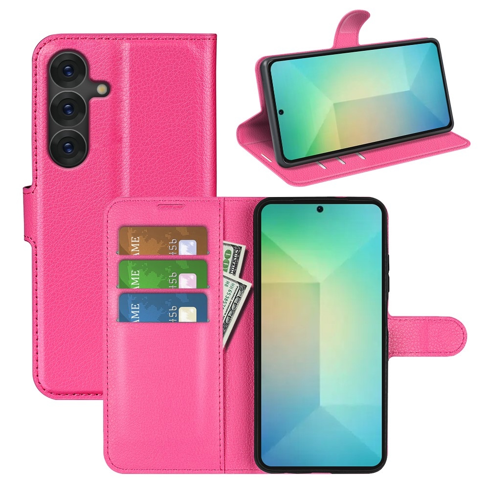 Litchi knížkové pouzdro na Samsung Galaxy S25 - rose