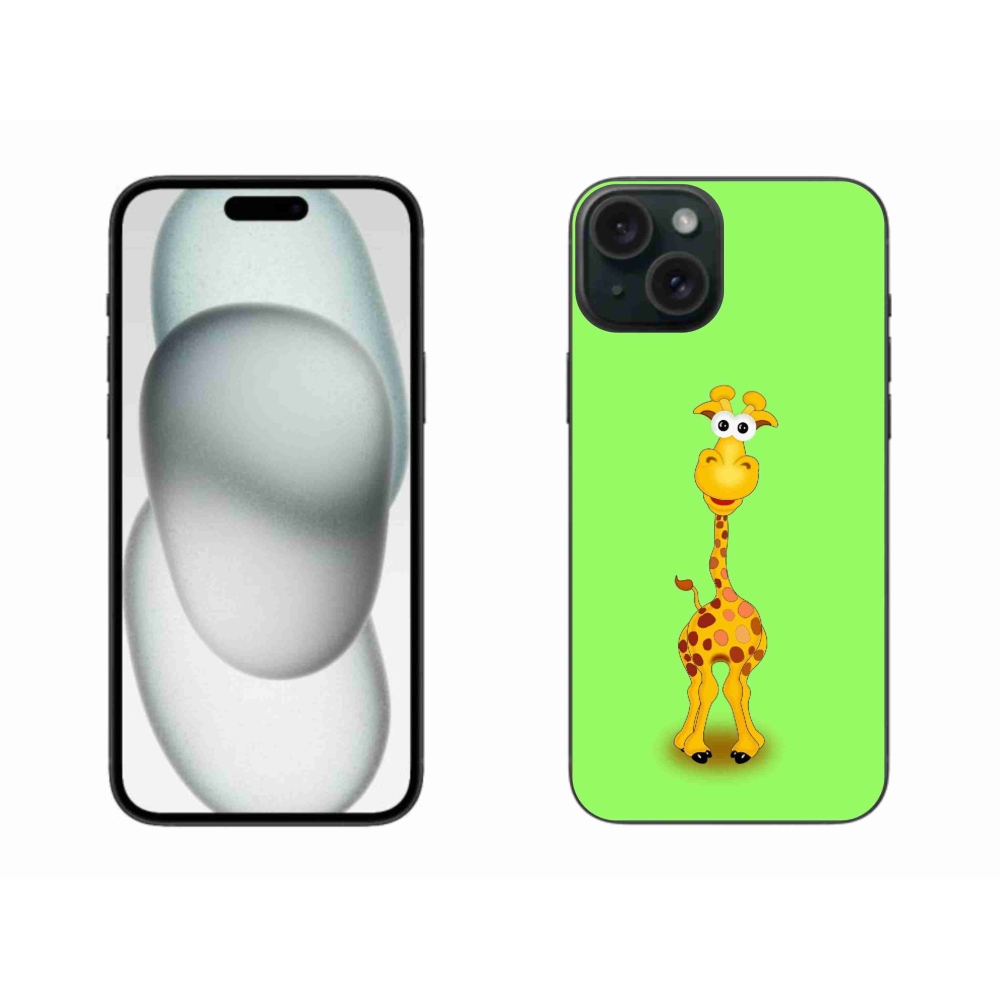 Gelový kryt mmCase na iPhone 15 Plus - kreslená žirafa