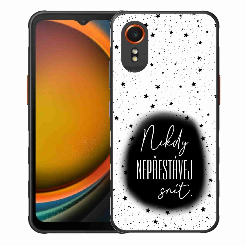 Gelový kryt mmCase na Samsung Galaxy Xcover 7 - citát 1 černobílé pozadí