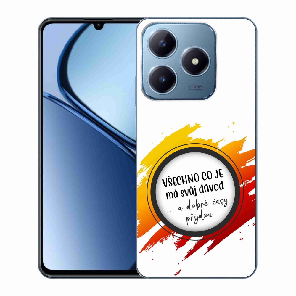 Gelový kryt mmCase na Realme C63 - citát 3 bílé pozadí